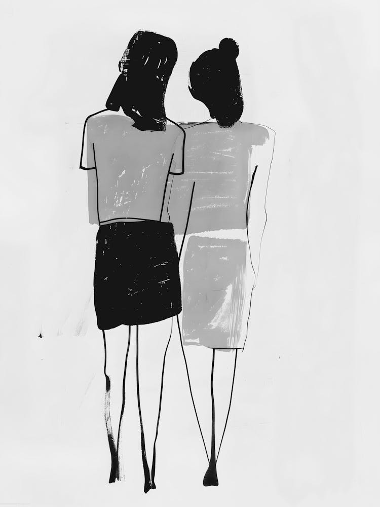 Two Women In Black And White