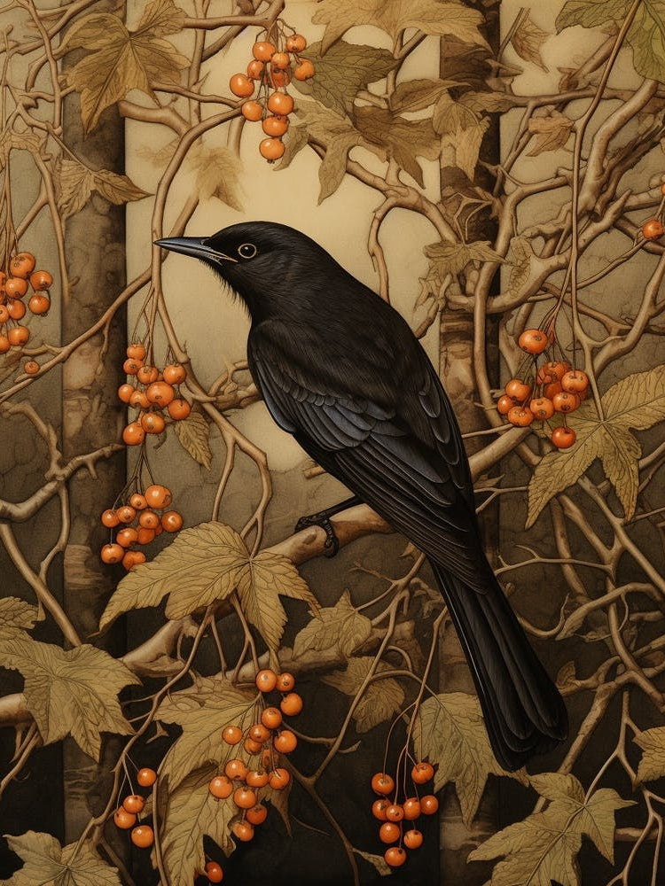 Dark And Moody Botanical Robin 1