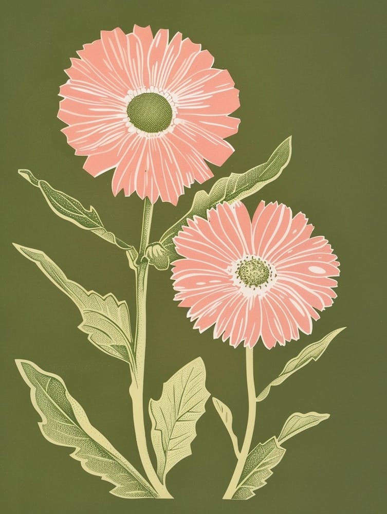 Pink & Green Calendula 1