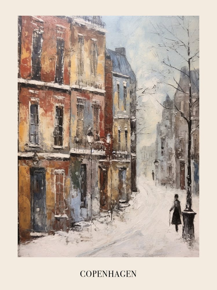 Vintage Winter Painting Poster Copenhagen Denmark 2