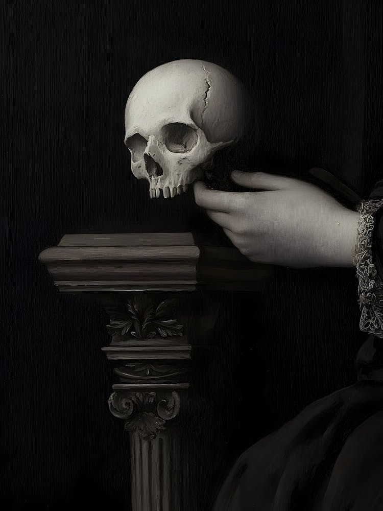 Woman Holding A Skull