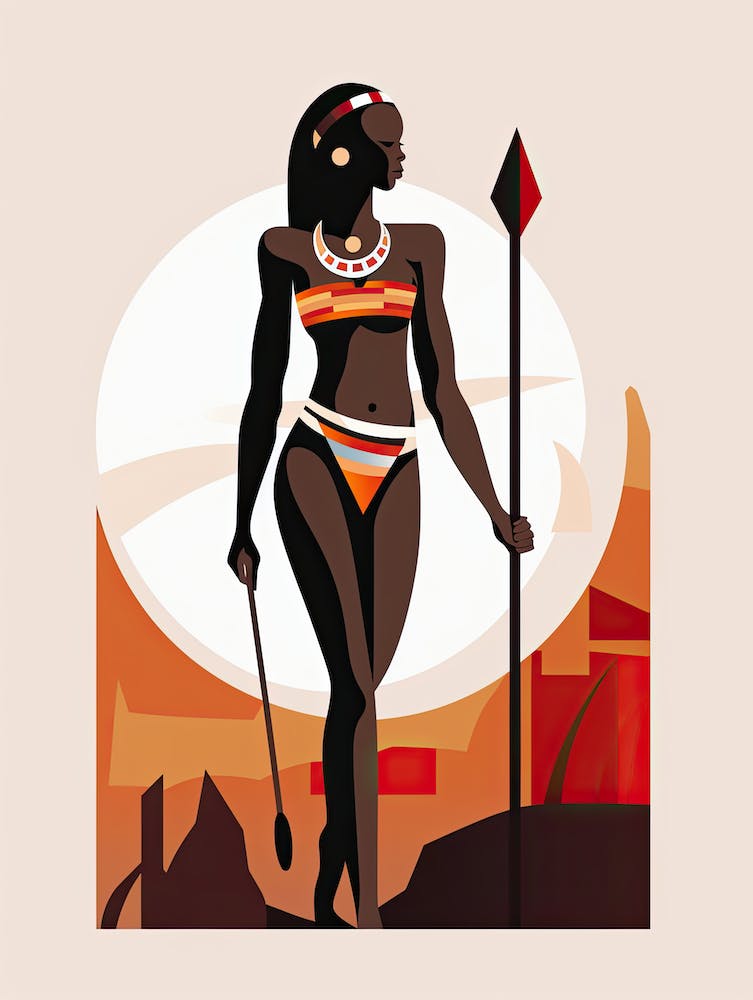 Femme Tribale Africaine - Élégance Minimaliste