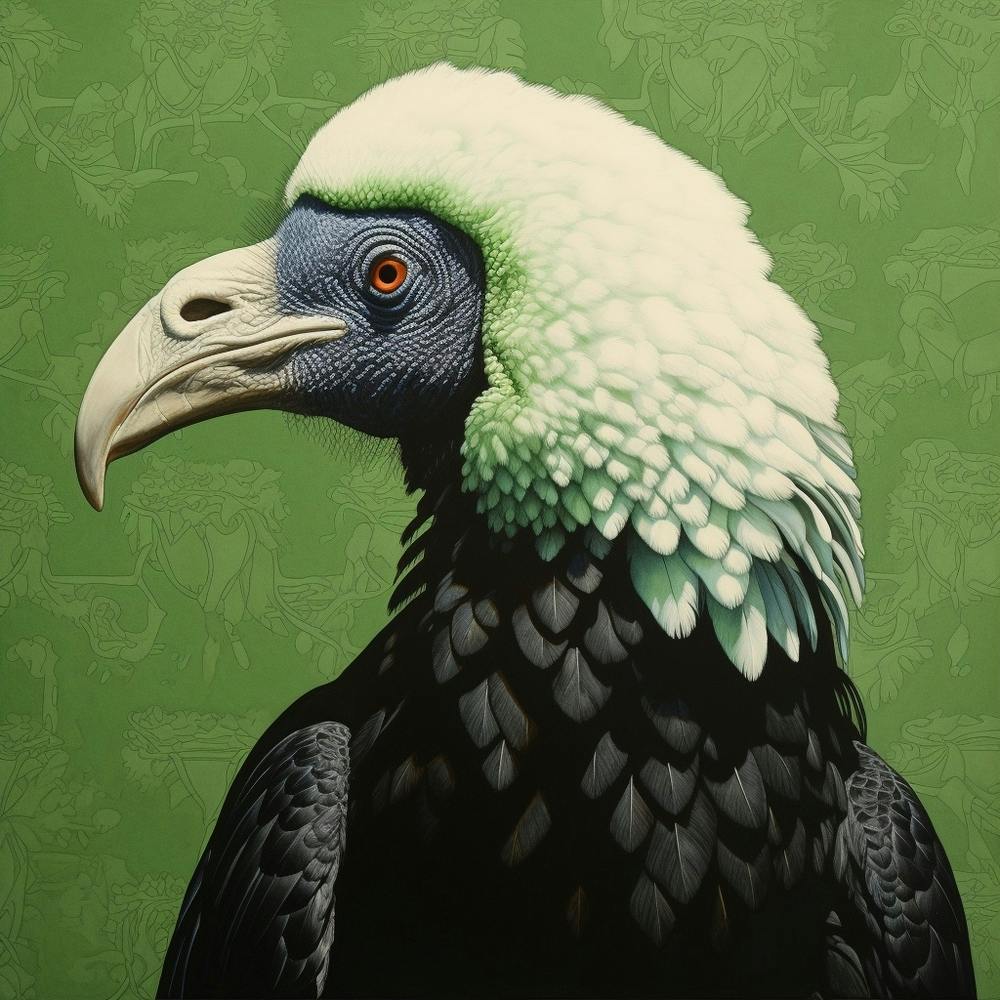 Ohara Koson Inspired Bird Painting California Condor 3 Square