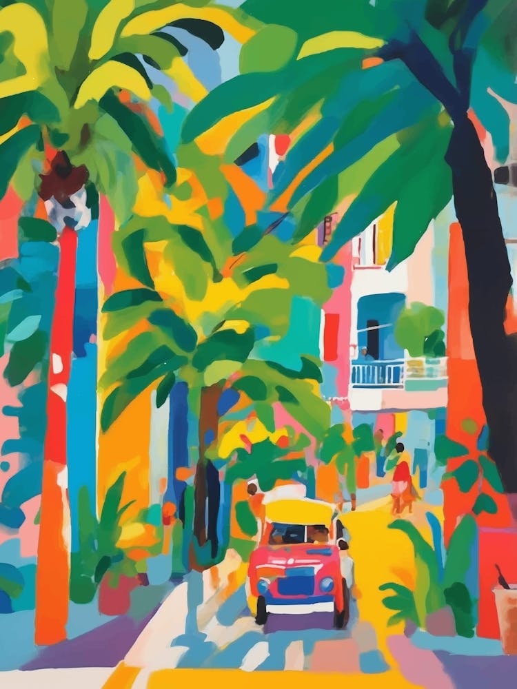 Vintage Car, colorful city