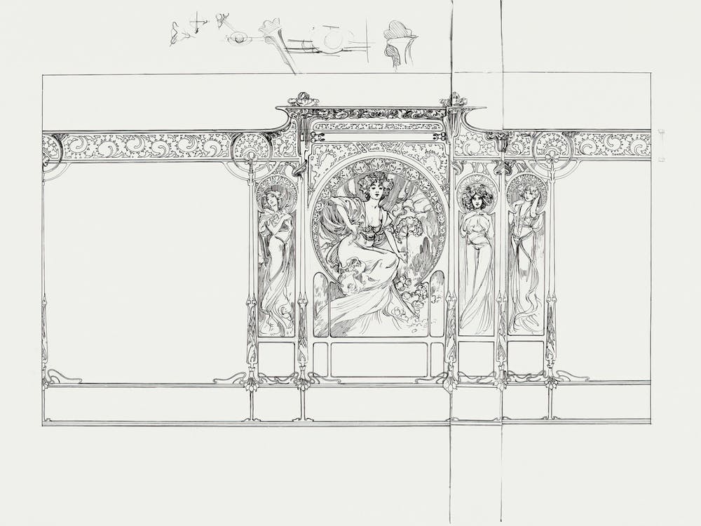 Panel With Variants Of The Fouquet Boutique, Alphonse Mucha