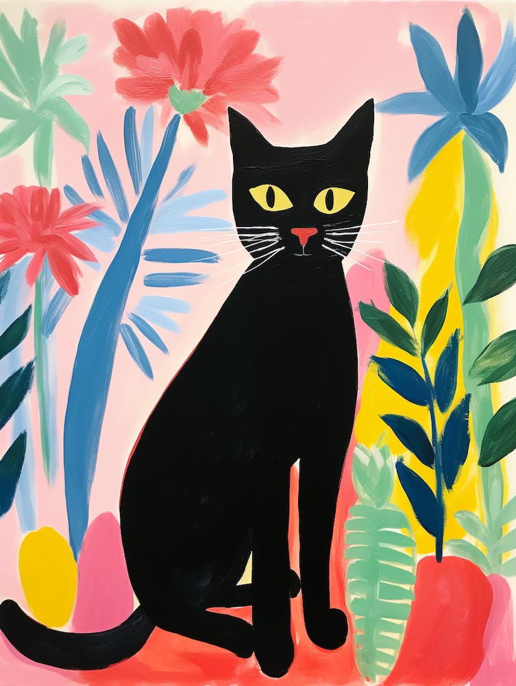 Matisse Inspired Black Cat Painting Poster 1
