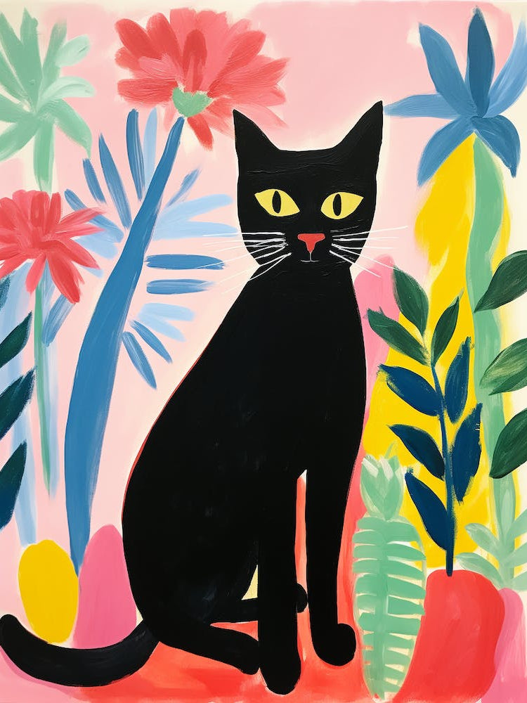 Matisse Inspired Black Cat Painting Poster 1