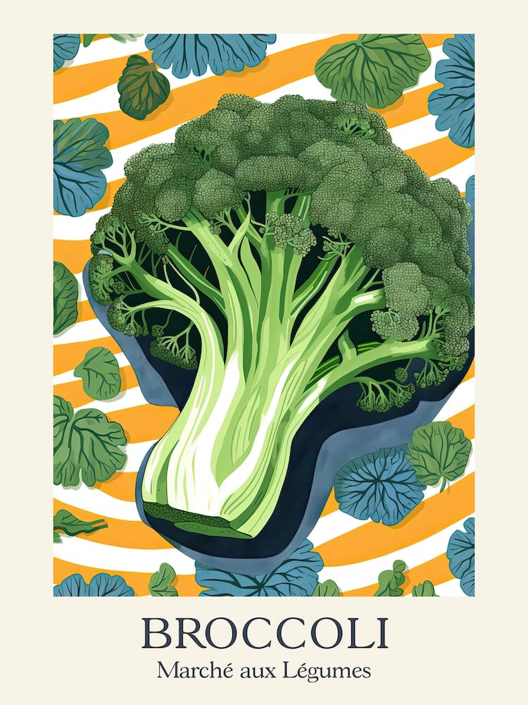 Marche Aux Legumes Broccoli Summer Illustration 4