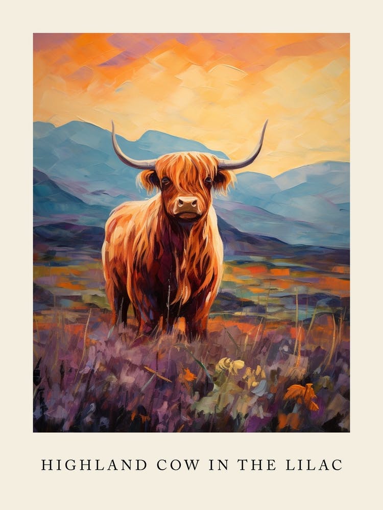 Highland Cow In The Lilac Poster