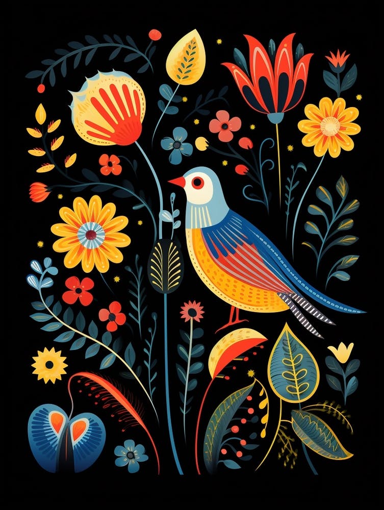 Folk Bird Illustration Finch 3