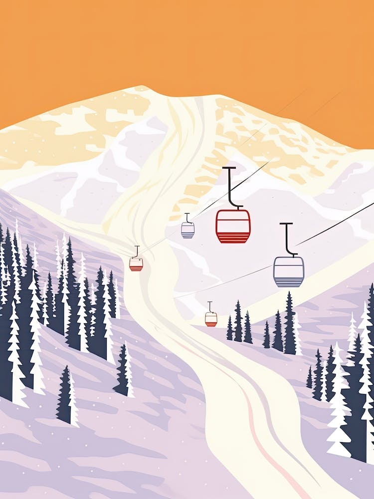 Taos Ski Valley   New Mexico, Usa, Ski Resort Pastel Colours Illustration 0