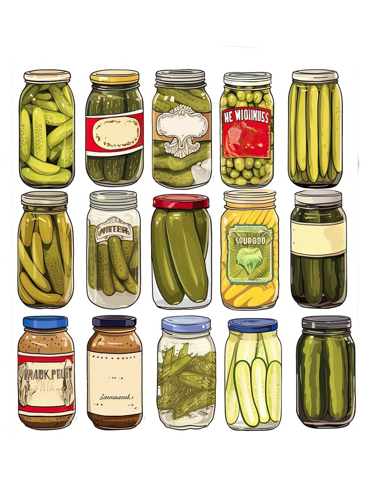Pickles And Pickles Jars Illustration 2
