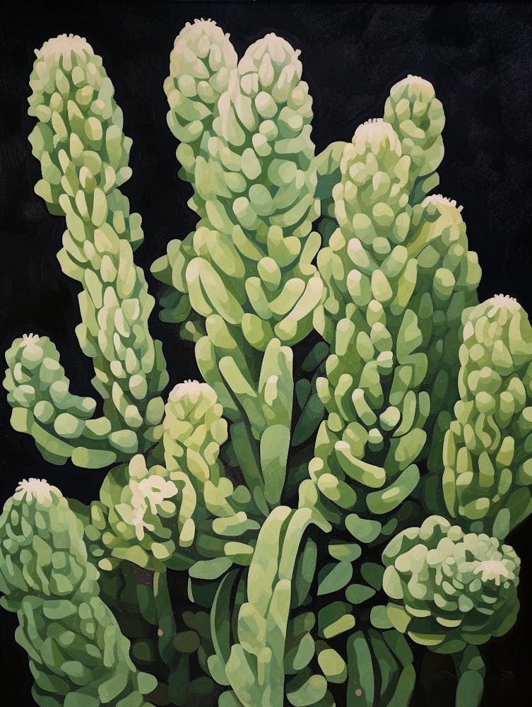 Modernes Abstraktes Kaktusgemälde Austrocylindropuntia Subulata Cactus 1