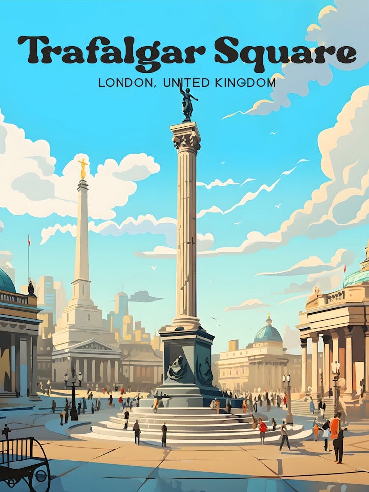 Trafalgar Square London Vereinigtes Königreich Denkmal Reisekunst Illustration