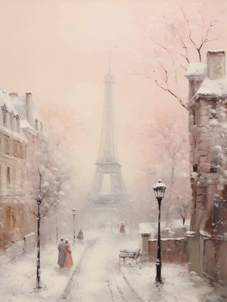 Dreamy Winter Painting Paris France 3