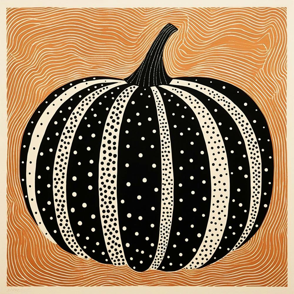Yayoi Kusama Inspired Pumpkin Black And Orange 9