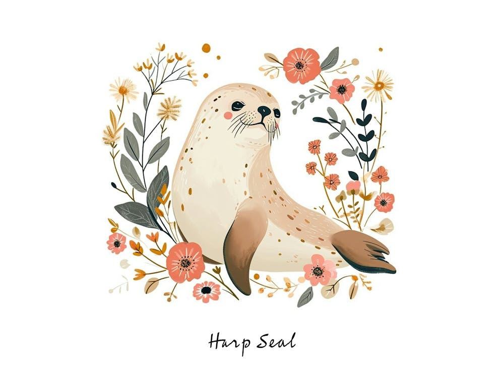 Little Floral Harp Seal 1 Poster