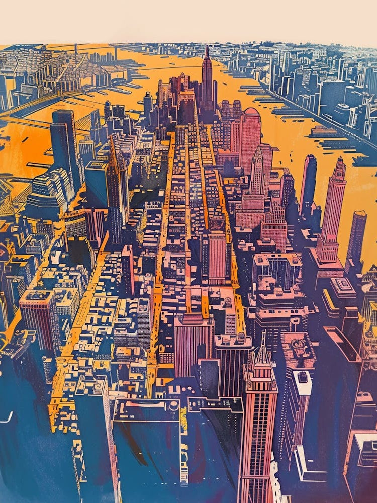 Manhattan New York Colourful Silkscreen Illustration 2