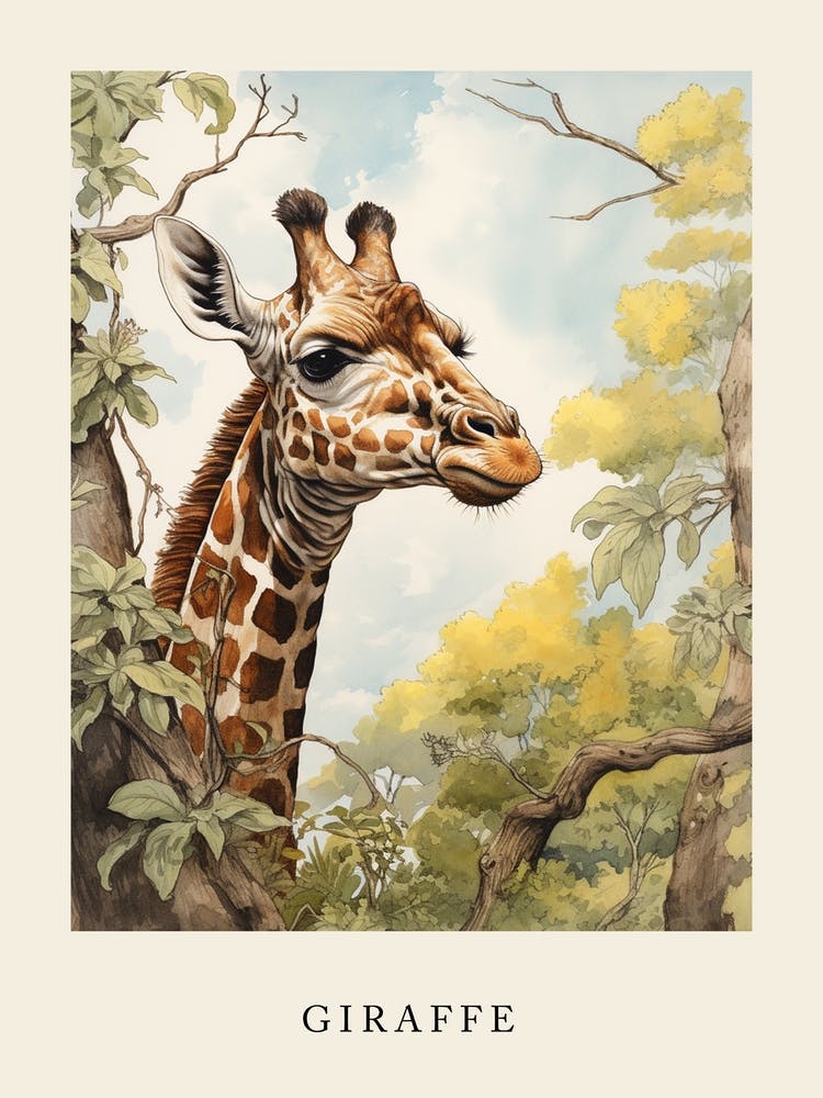 Beatrix Potter Inspired  Animal Watercolour Giraffe 2