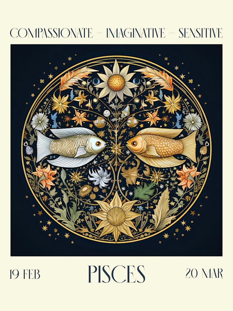 Pisces William Morris Zodiac Astral Sign