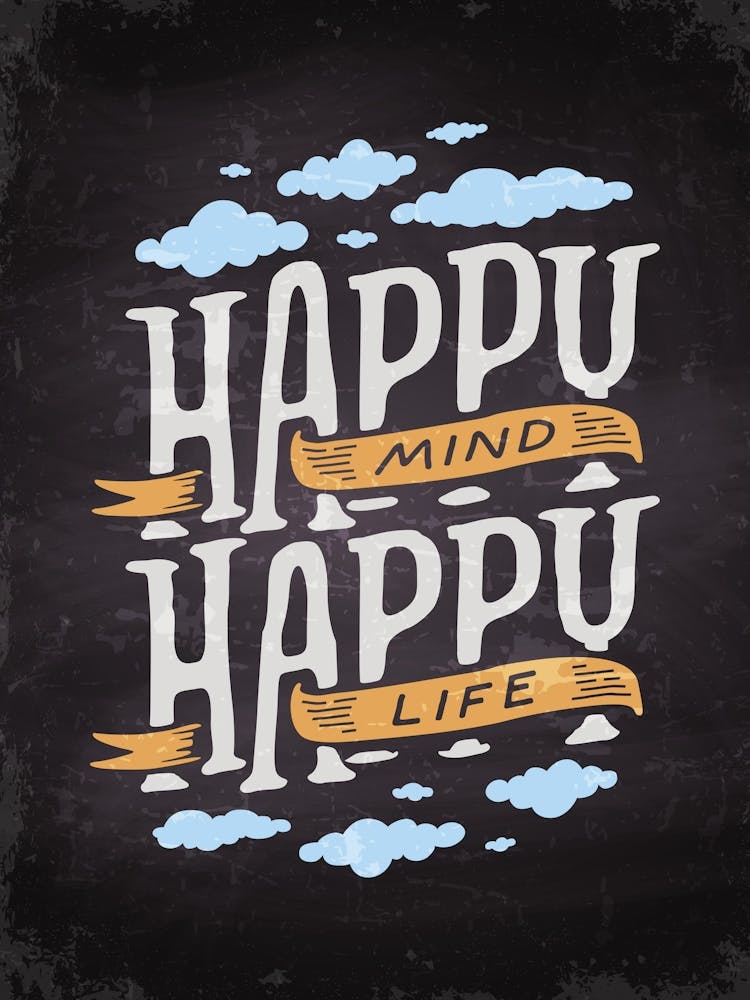 Happy Mind Life — Küchenkunstdruck, Küchenwanddekor, Motivationsposter