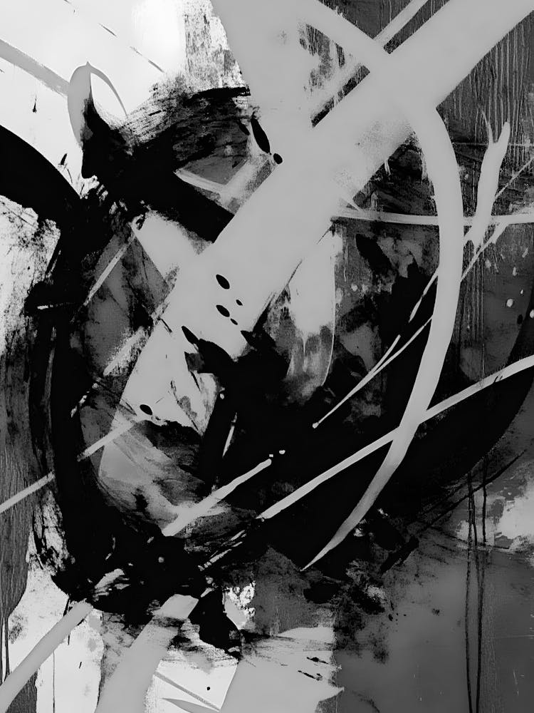 Abstract Black And White Painting 66