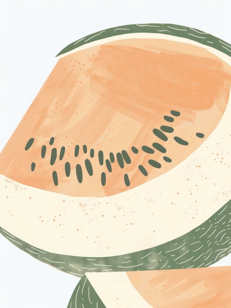 Cantaloupe Close Up Illustration 4