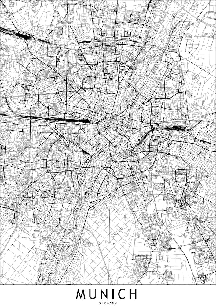 Munich White Map
