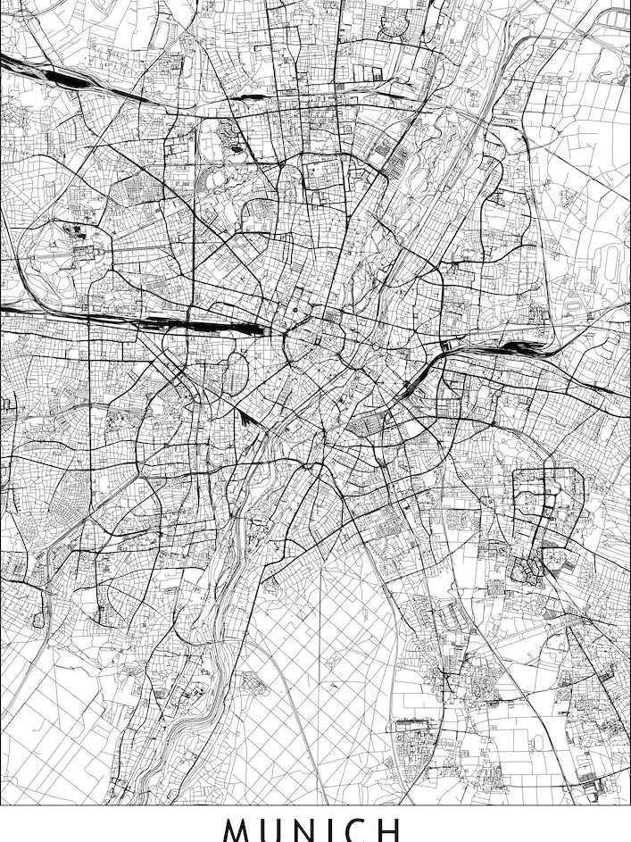 Munich White Map