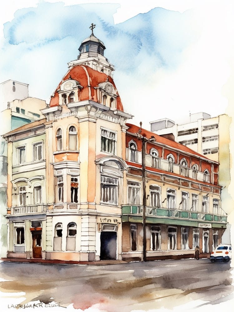 Punta Arenas City Center Punta Arenas  Neighborhood, Watercolour 1