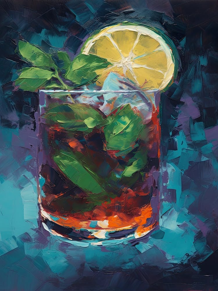 Min Julep Cocktail Oil Painting 1