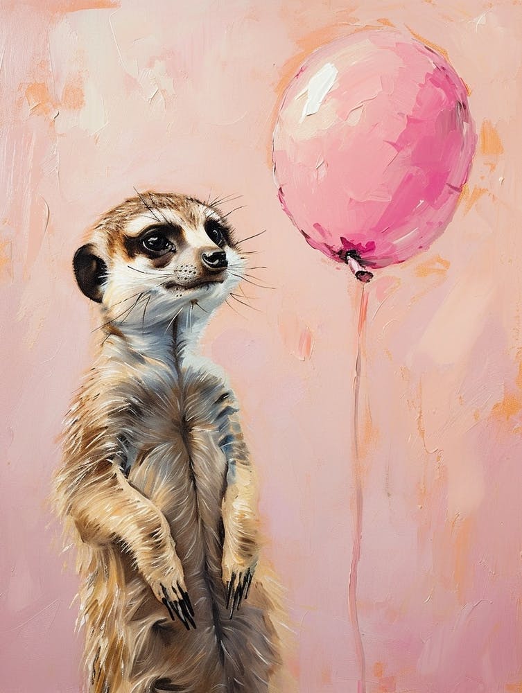 Cute Meerkat With A Balloon Painting With Pink Background 11b38652 3d1f 4eb8 B3b6 8b70e5424a09 With Balloon