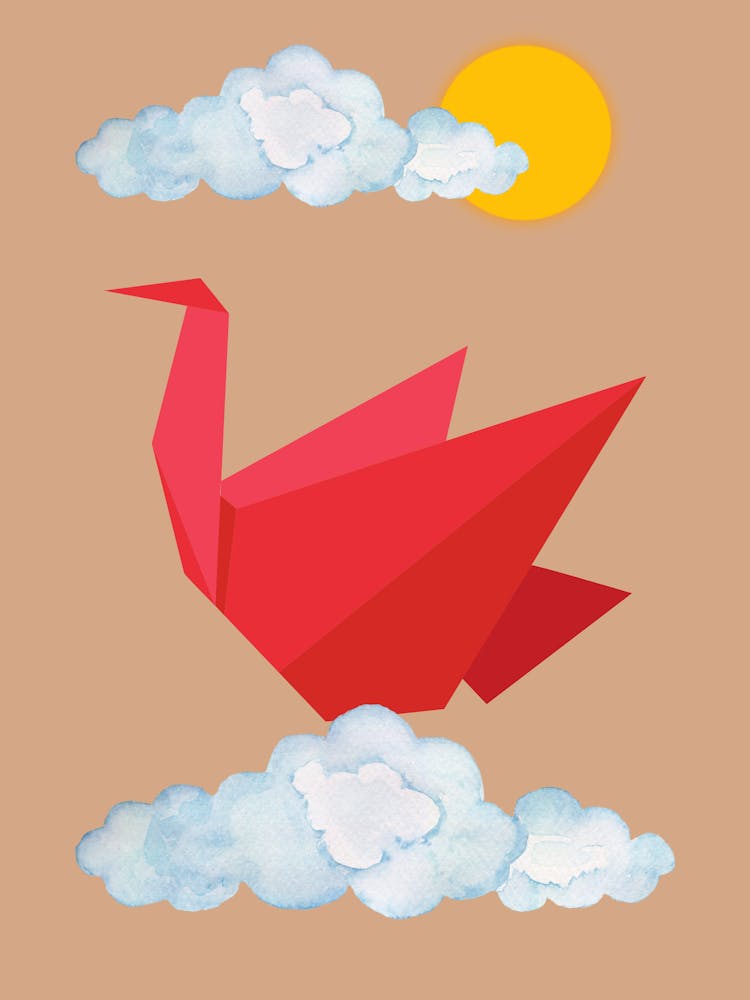Großer Roter Vogel Am Himmel