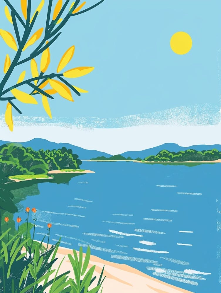 Lake Towada Japan 3 Colourful Illustration