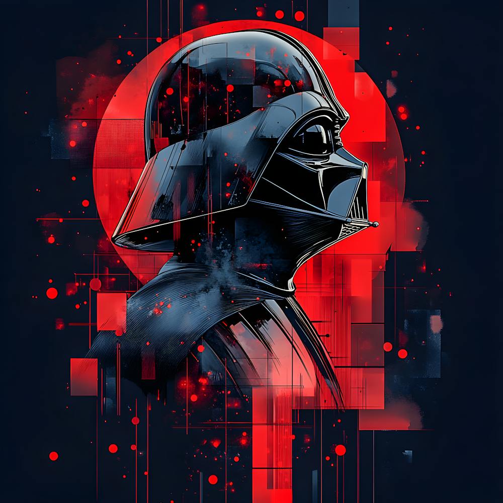 Galactic Knight - Red and Black Abstract Design