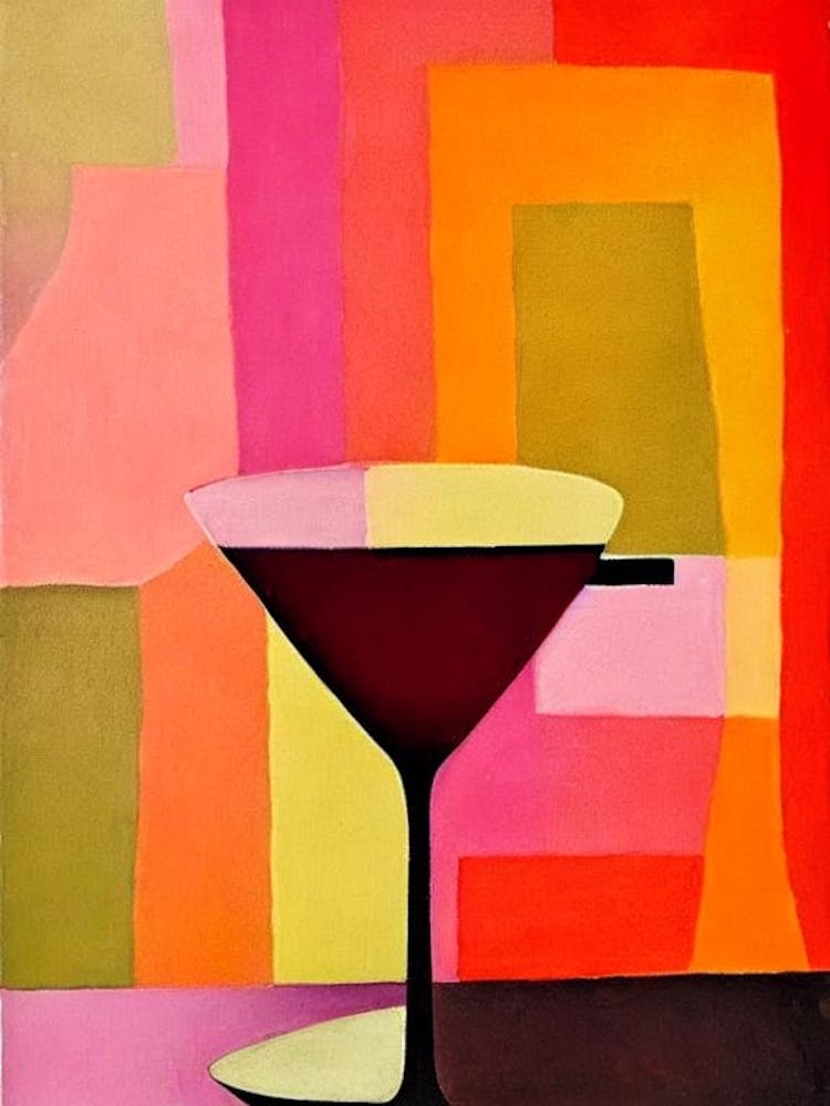 Chocolate MCocktail Poster artini Paul Klee Inspired Abstract 2 Cocktail Poster