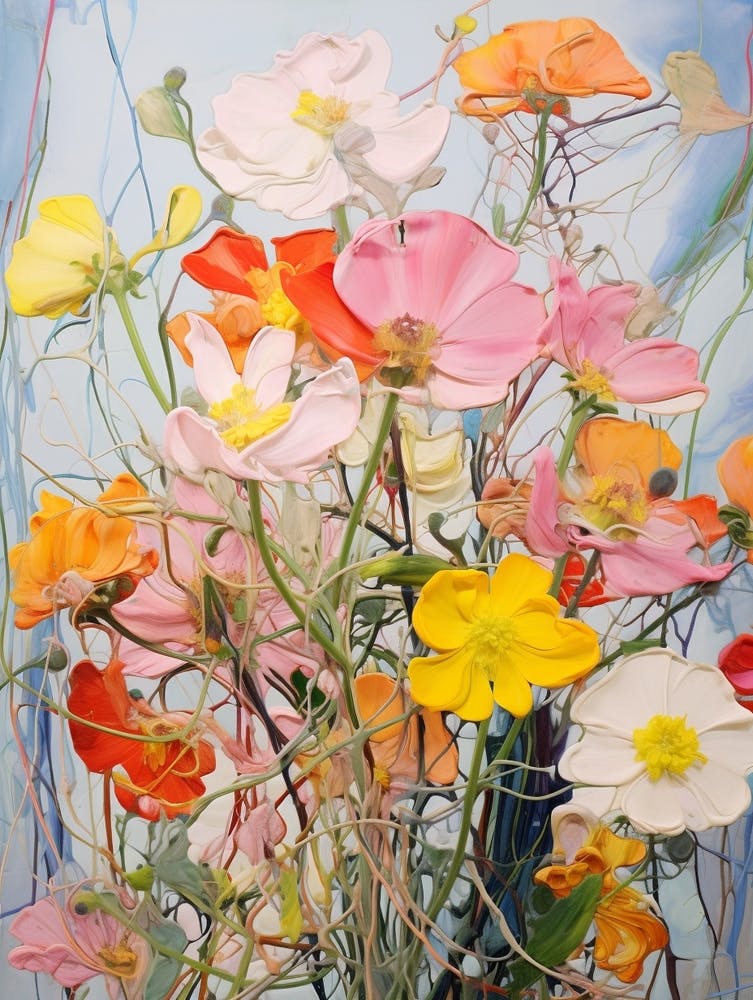 Peinture Abstraite de Fleurs - Pourpier 1