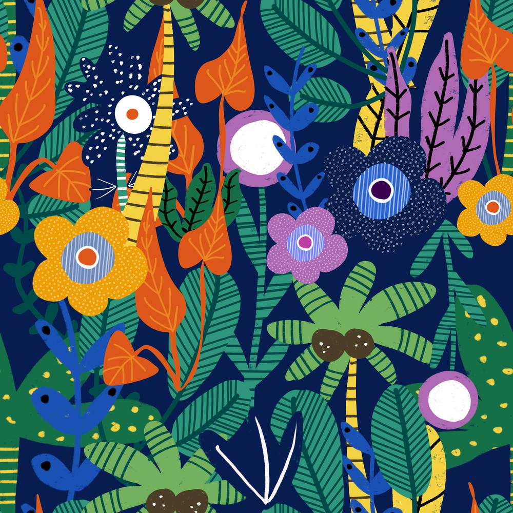 Joyful Jungle Floral Blue