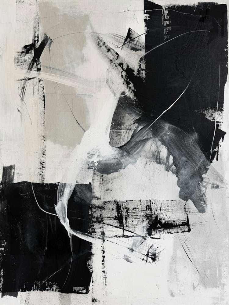 Abstract Black & White Gouache Pattern 3