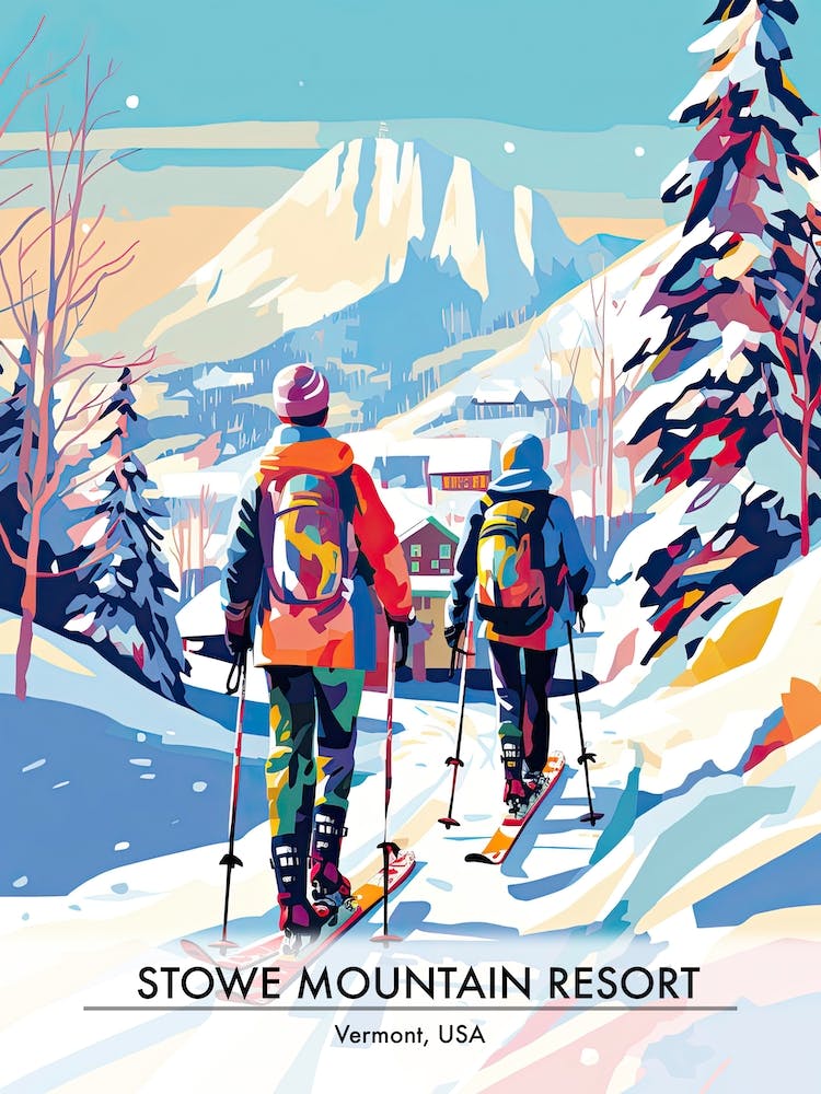 Stowe Mountain Resort   Vermont Usa, Ski Resort Poster Illustration 0