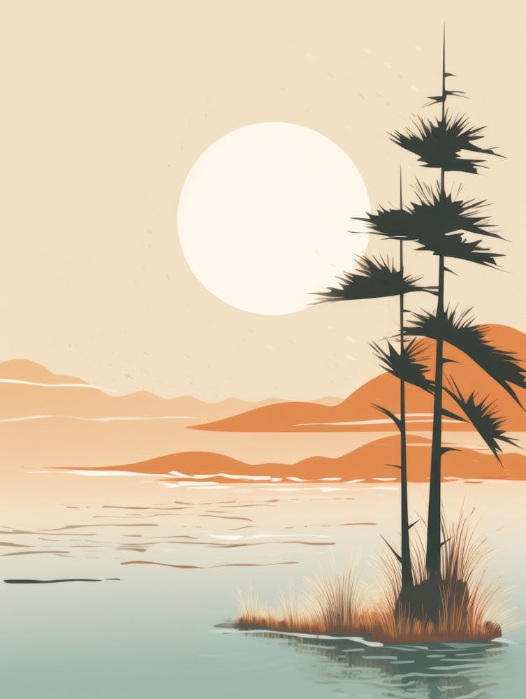 Autumn , Fall, Landscape, Inspired By National Park in the USA, Lake, Great Lakes, Boho, Beach, Minimalist Canvas Print, Travel Poster, Autumn Decor, Fall Decor 1