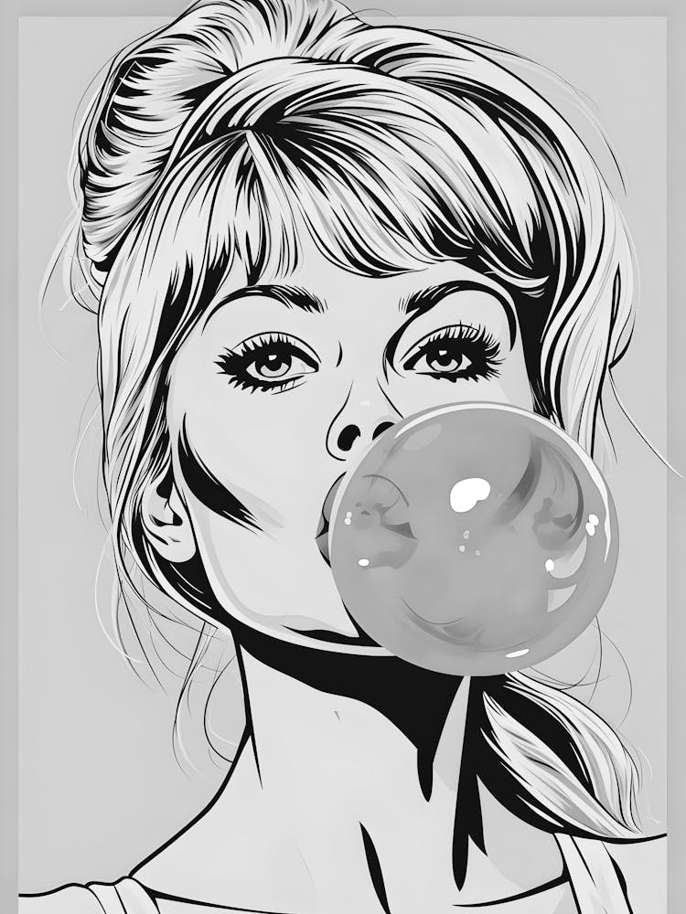 Girl Blowing Bubble Gum
