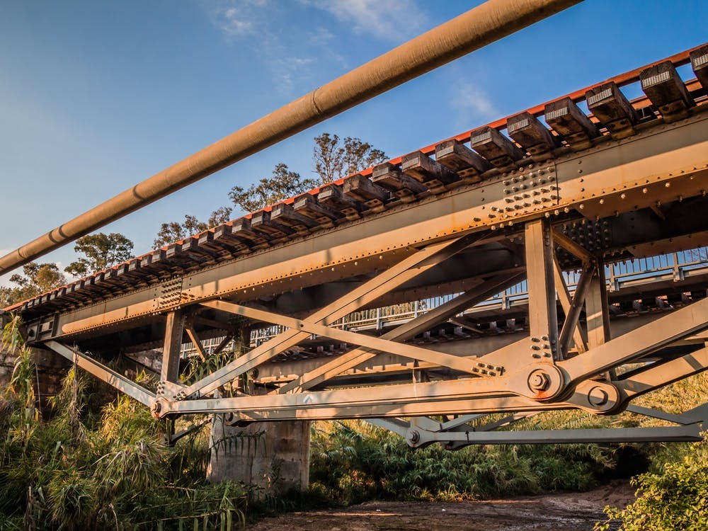 Old Iron Railway Bridge In A Rural Area In The Afternoon