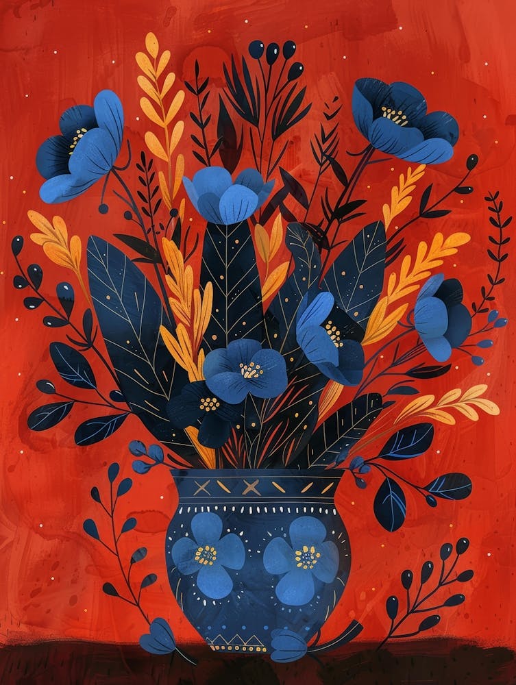 Blue Flowers In A Vase 4