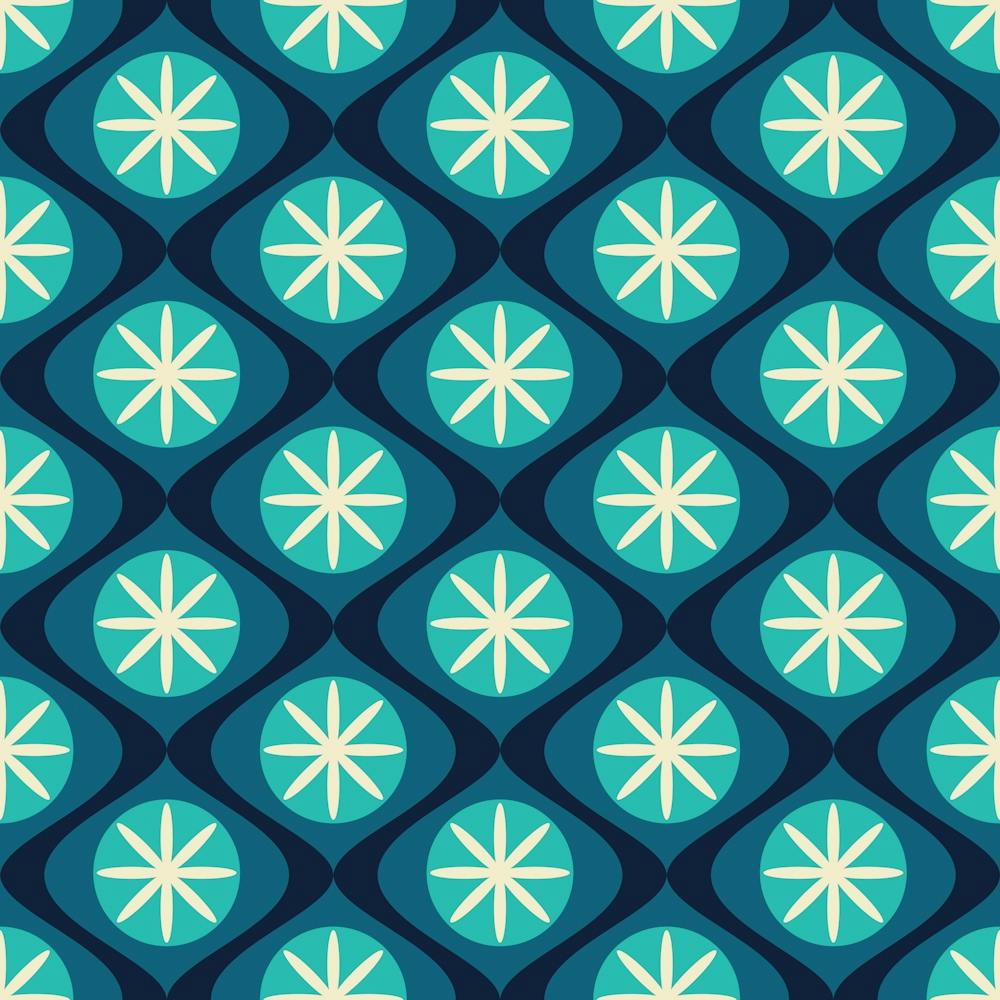 Retro Wavy Floral Pattern