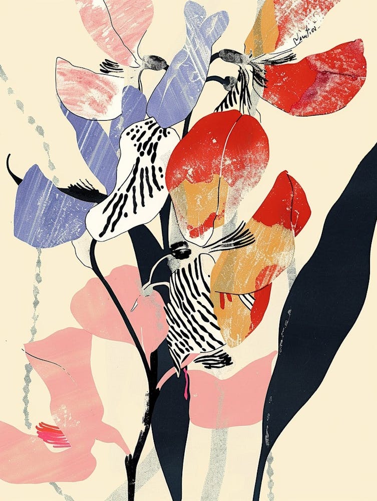 Colourful Flower Illustration Sweet Pea 2