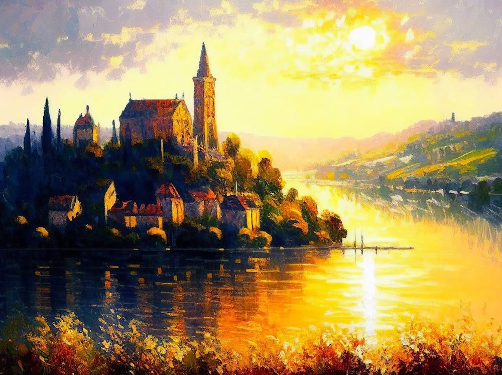 Captivating Sunset Landscape Painting, Vintage Wall Art, Moody Wall Decor, Moody Wall Decor, Vintage Oil Painting, Antique Oil Painting 1
