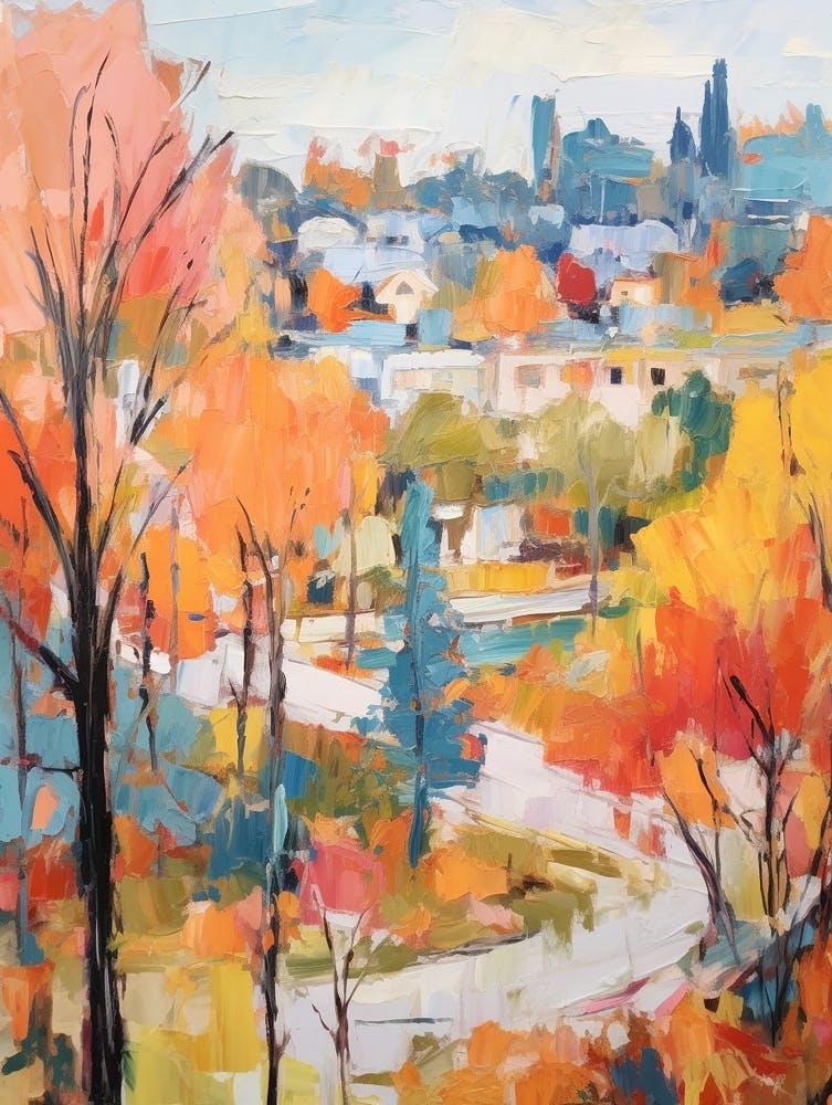 Autumn City Park Painting Echo Park Los Angeles United States 2