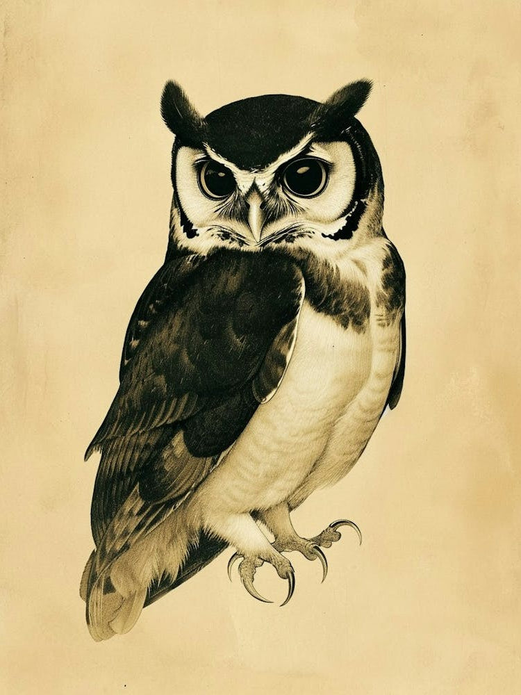 Spectacled Owl Vintage Illustration 2