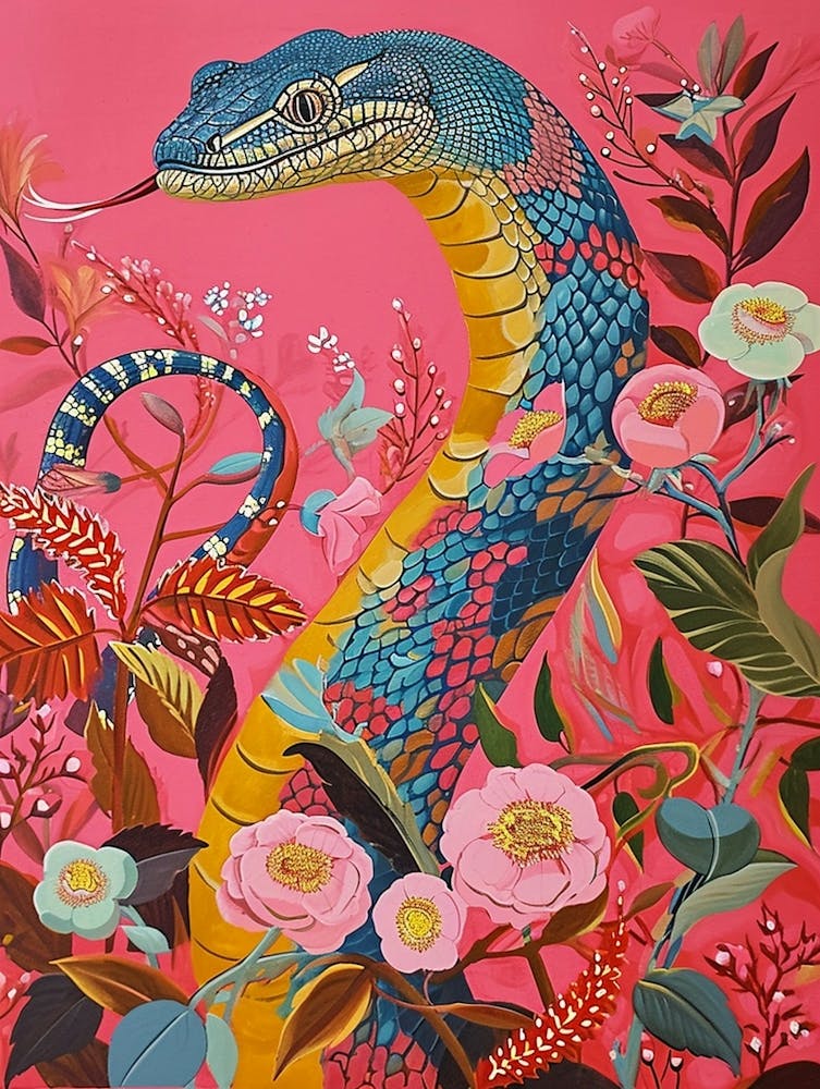 Floral Animal Painting Cobra 8